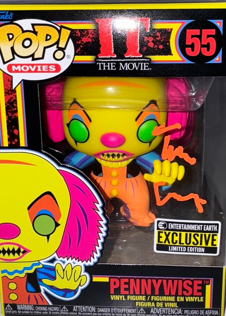 Tim Curry Signed Funko Pop #55 "Pennywise" (IT) Entertainment Earth Exclusive - Beckett COA #03